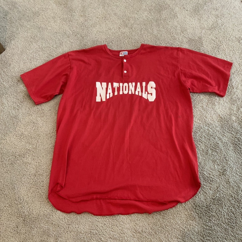 Vintage T Shirt‎ Single Stitch Eagle USA Made Red Baseball XL "Coach" EUC
